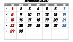 Free Printable Calendar 2020 November