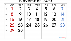 Free Printable 2020 November  Calendar
