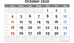 Printable October 2020 Calendar