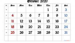 Free Printable 2020 October  Calendar