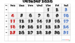Free Printable Calendar 2020 October