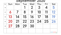 Free Printable 2020 September  Calendar