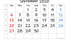 Free September 2020 Calendar with Week Numbers