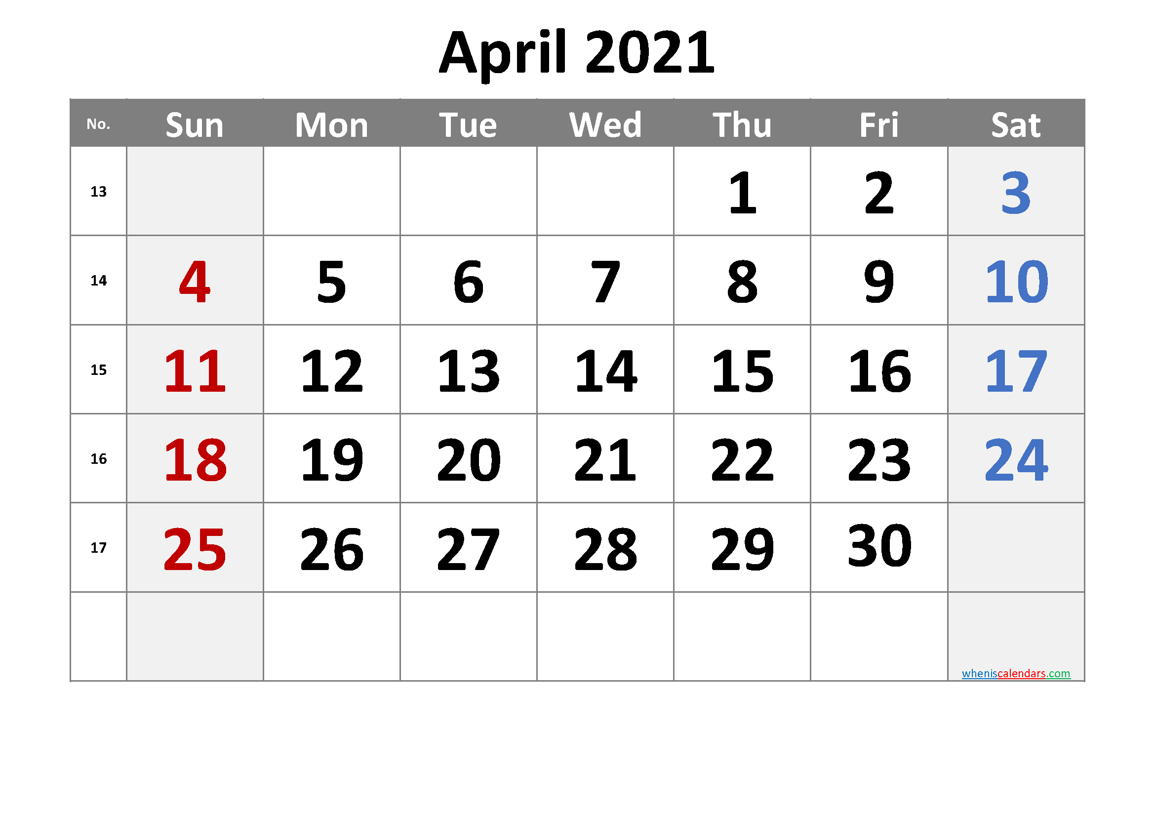 Free Printable April 2021 Calendar Free Premium - Free ...