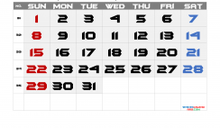 Free August 2021 Calendar with Week Numbers