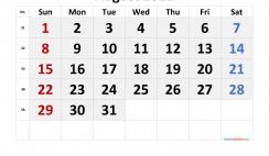 Free Printable August 2021 Calendar with Week Numbers