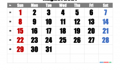 Printable August 2021 Calendar with Week Numbers