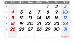 Free December 2022 Calendar with Week Numbers