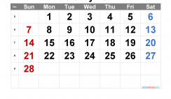 Printable February 2021 Calendar with Week Numbers