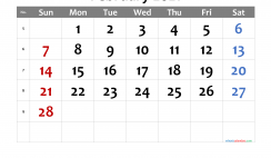 Free Printable February 2021 Calendar with Week Numbers