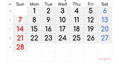 Printable February 2021 Calendar with Week Numbers