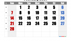 Free February 2021 Calendar with Week Numbers