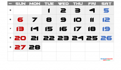 Free February 2022 Calendar with Week Numbers