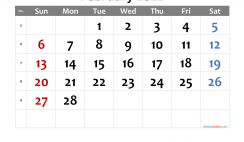 Free Printable February 2022 Calendar with Week Numbers
