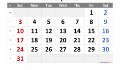 Printable January 2021 Calendar with Week Numbers