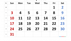 Free January 2021 Calendar with Week Numbers