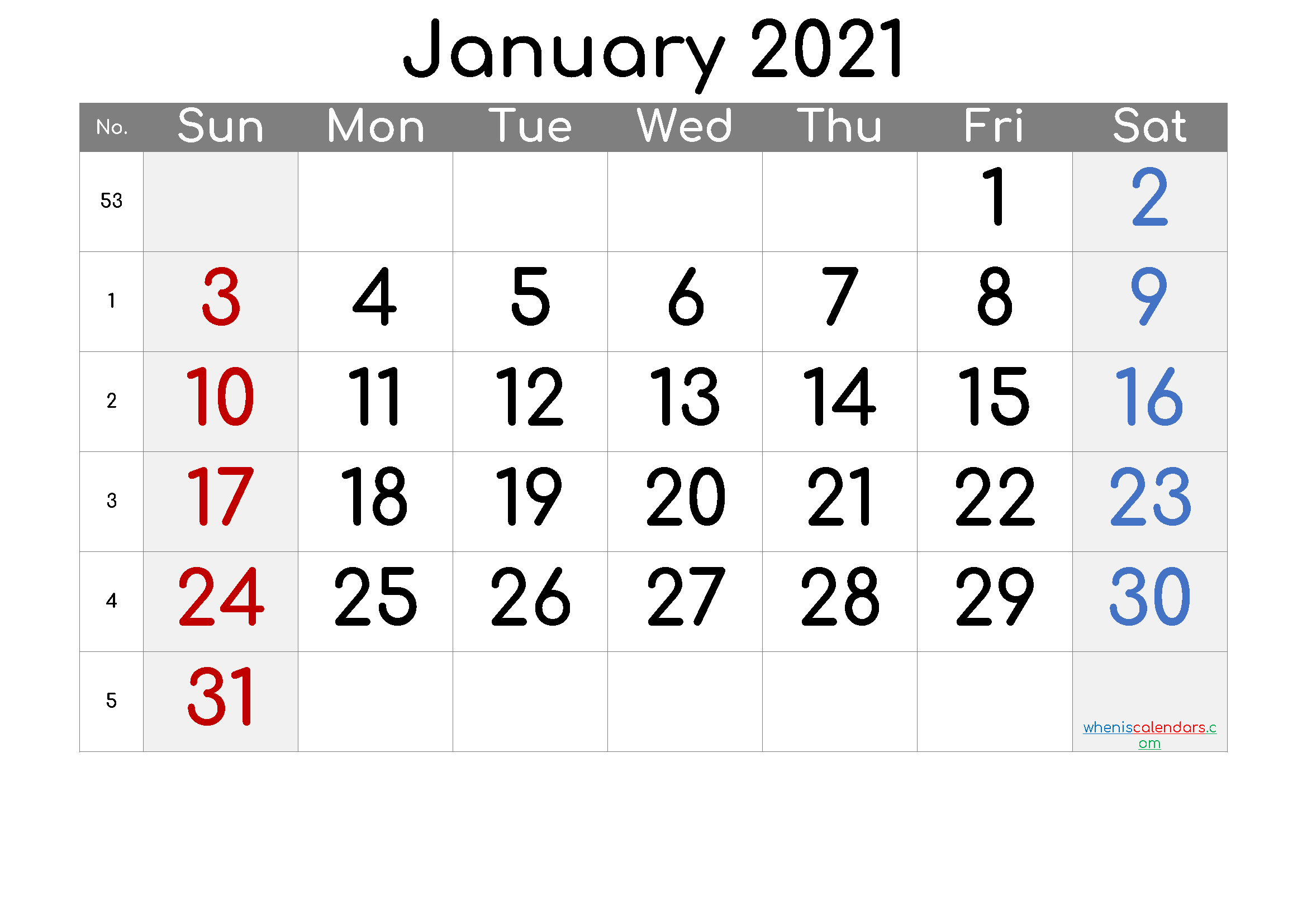 Printable Calendar 2021 January Free Printable 2020 Calendar