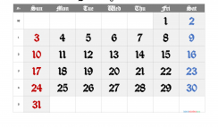Free January 2021 Calendar with Week Numbers