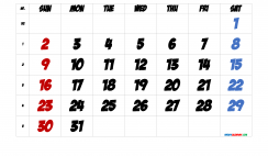 Free January 2022 Calendar with Week Numbers
