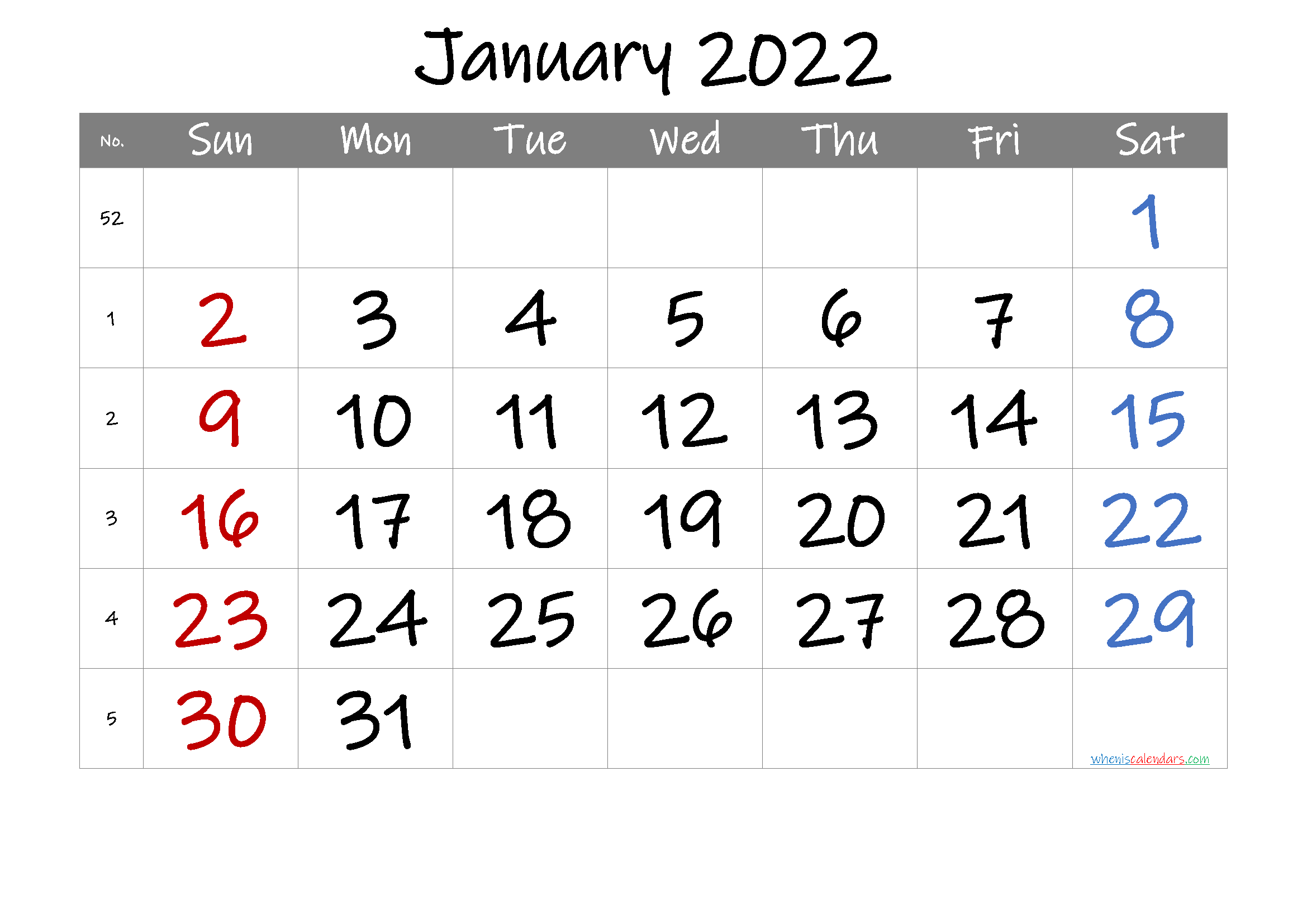 2022 january free printable calendar 6 templates