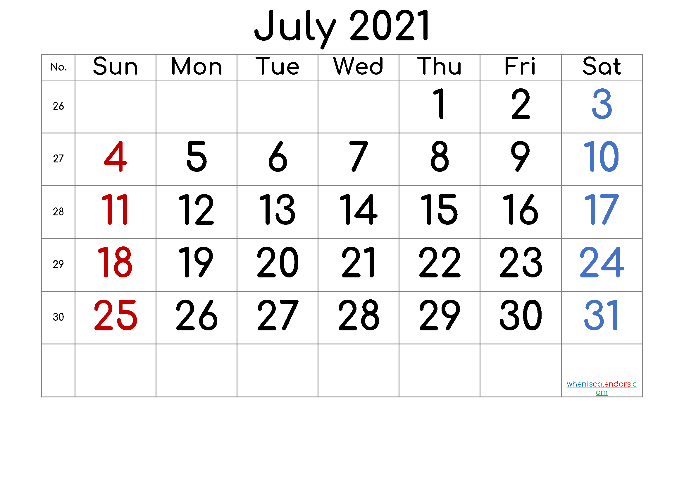 July 2021 Printable Calendar - 6 Templates | Free ...