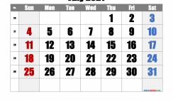 Free July 2021 Calendar with Week Numbers