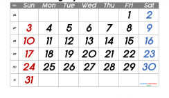 Printable July 2022 Calendar with Week Numbers