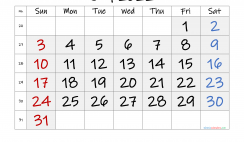 Free Printable July 2022 Calendar with Week Numbers
