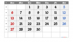 Free June 2021 Calendar with Week Numbers