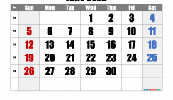 Free June 2022 Calendar with Week Numbers