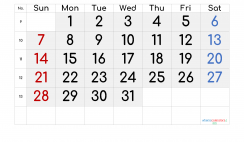 Printable March 2021 Calendar with Week Numbers