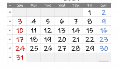 Printable October 2021 Calendar with Week Numbers