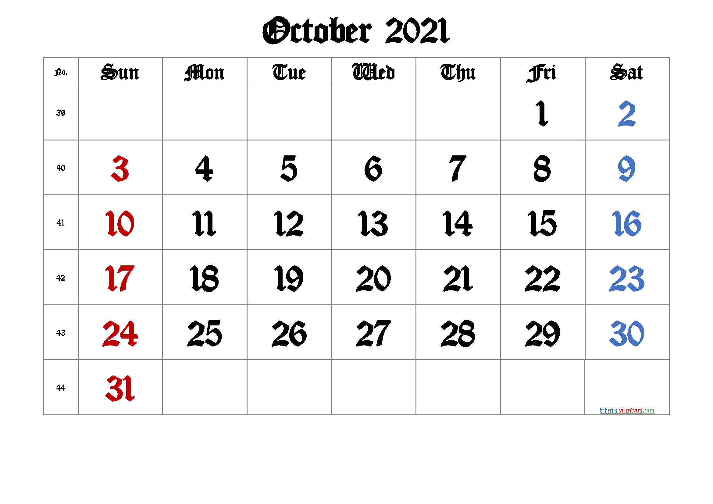 Free Printable October 2021 Calendar Free Premium Free Printable 2021 Monthly Calendar With Holidays