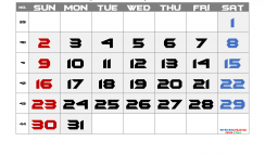 Free October 2022 Calendar with Week Numbers