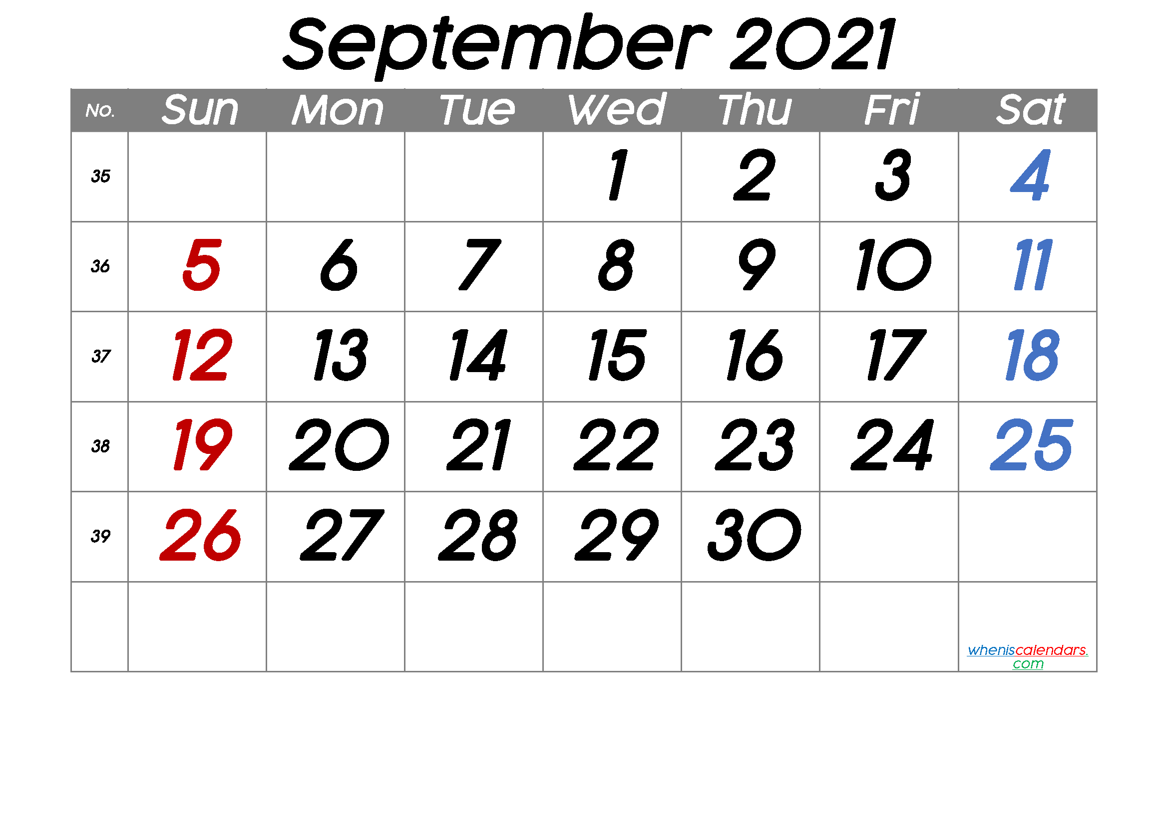Free Printable September 2021 Calendar (Premium)