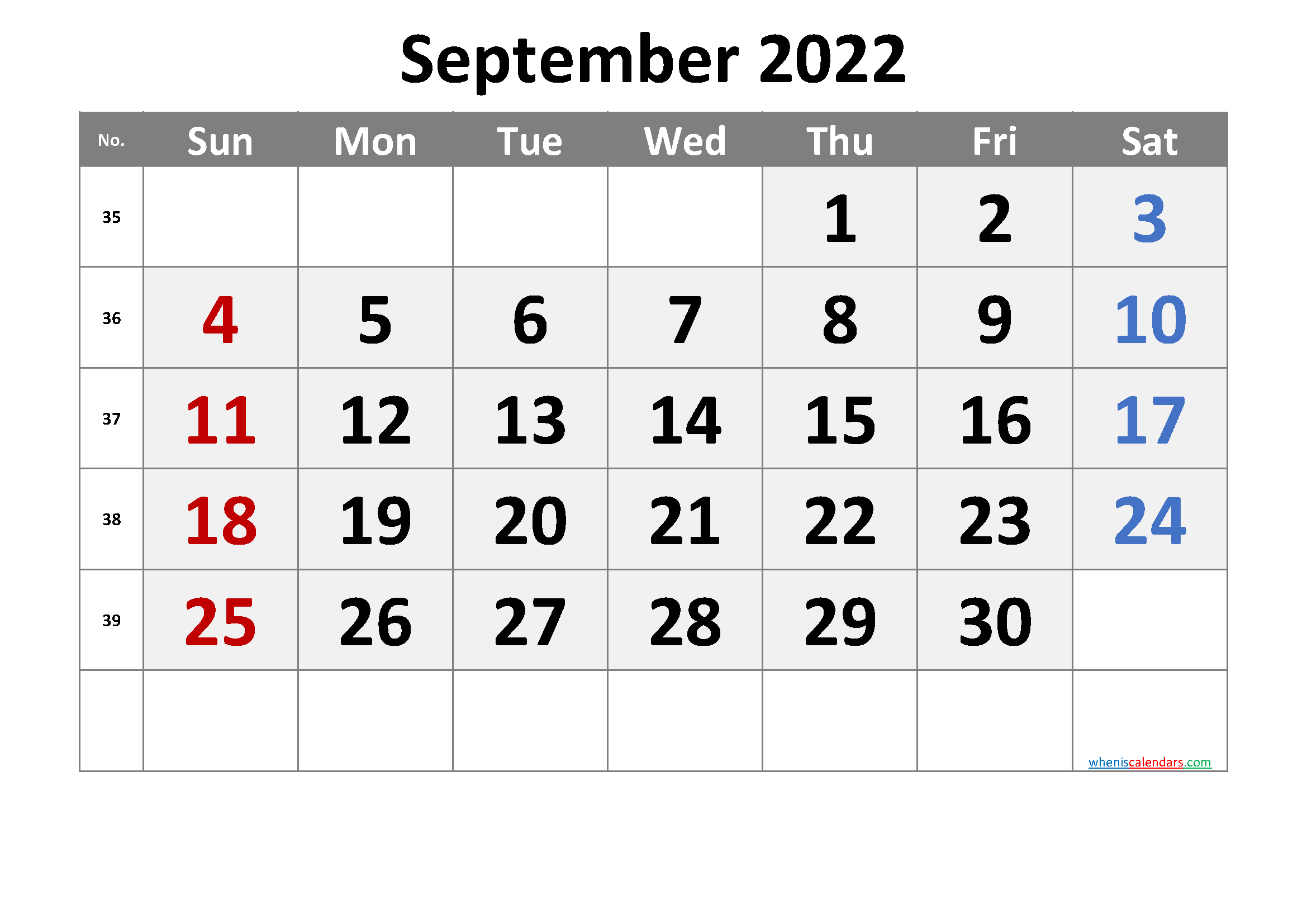 Printable Calendar September 2022