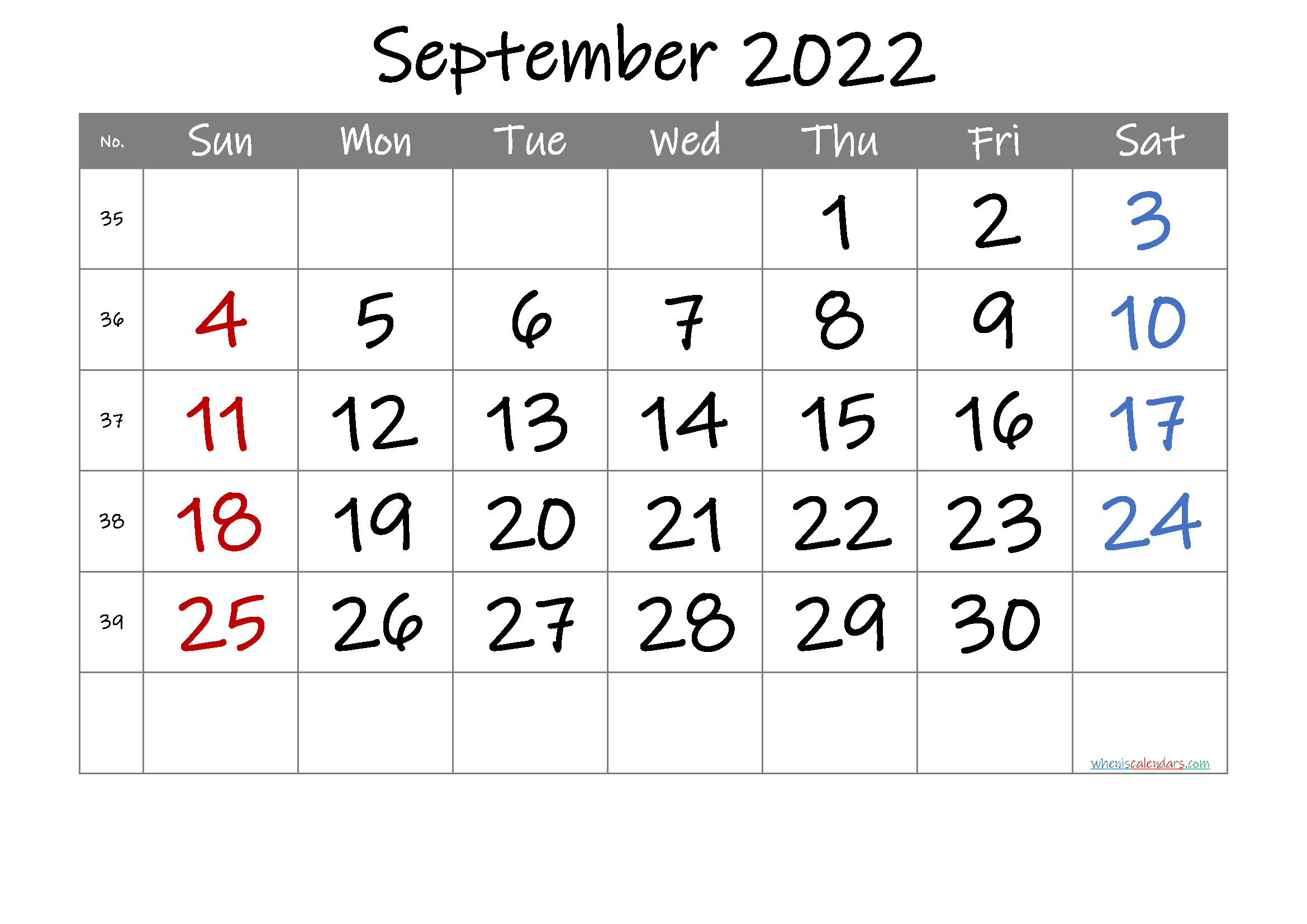Free Printable Calendar 2022 September