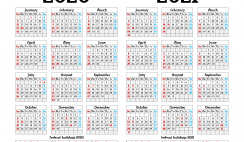 2020 and 2021 Calendar Printable with Holidays
