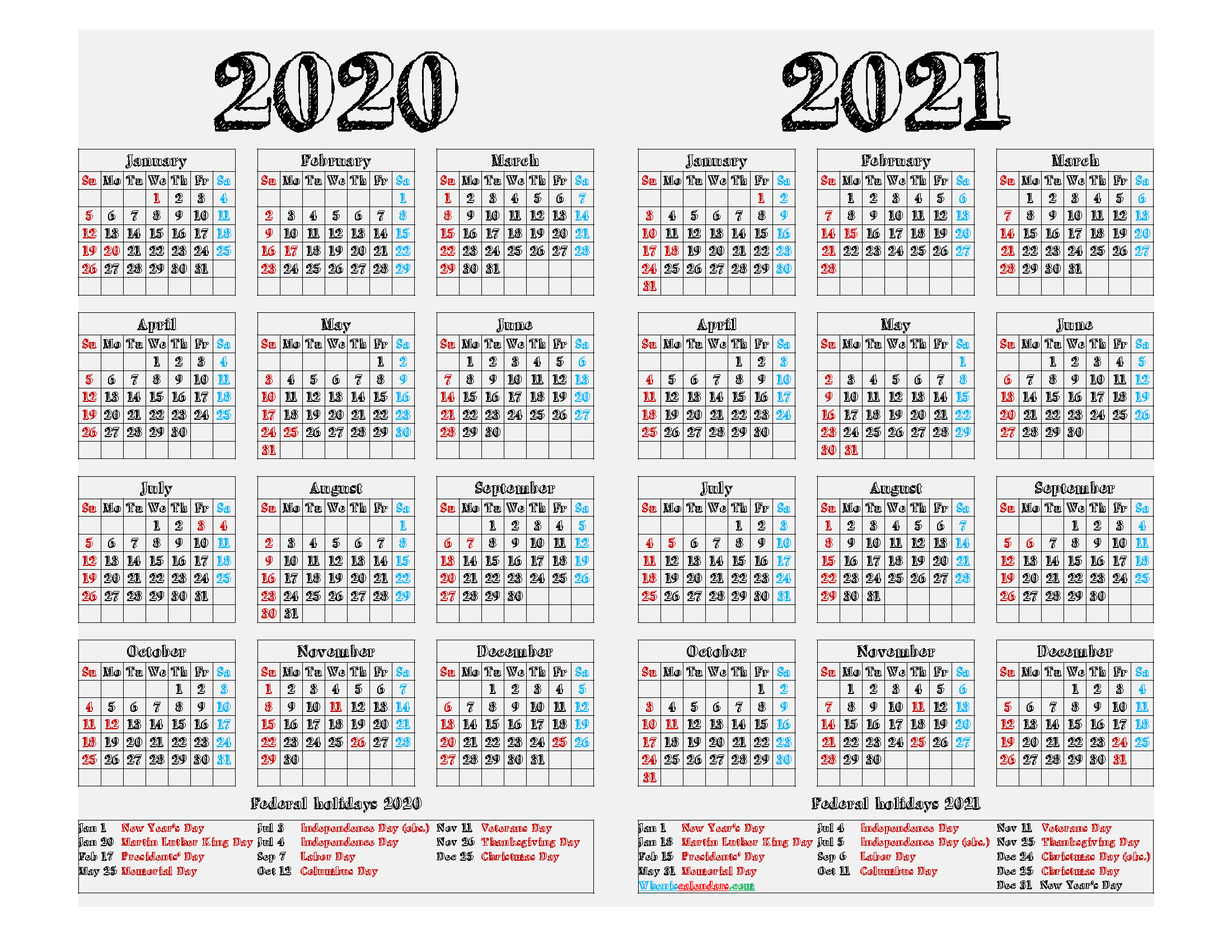 Free Printable 2020 2021 Calendar 9 Templates Free Printable