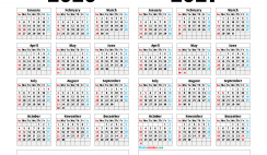 2020 and 2021 Printable Calendar Landscape