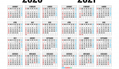2020 and 2021 Calendar Template