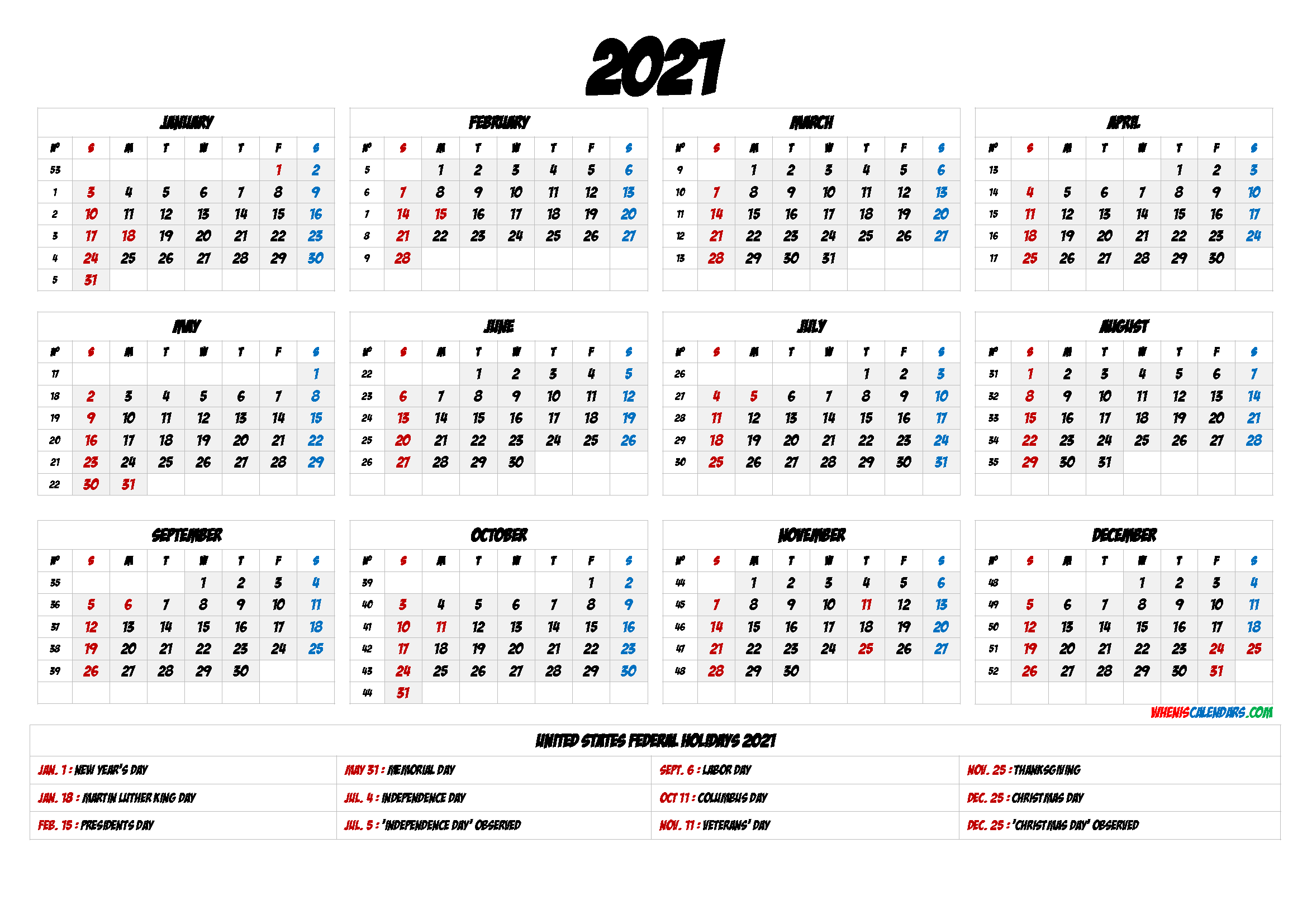 2021 Yearly Calendar template Word - 6 Templates - Free ...