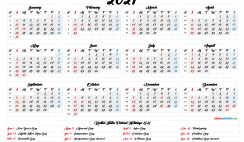 2021 Printable Yearly Calendar with Week Numbers