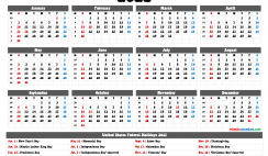 Printable 2021 Yearly Calendar with Holidays