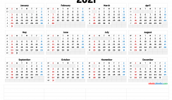 2021 Yearly Calendar Template Word