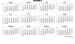 2021 Free Yearly Calendar Template Word