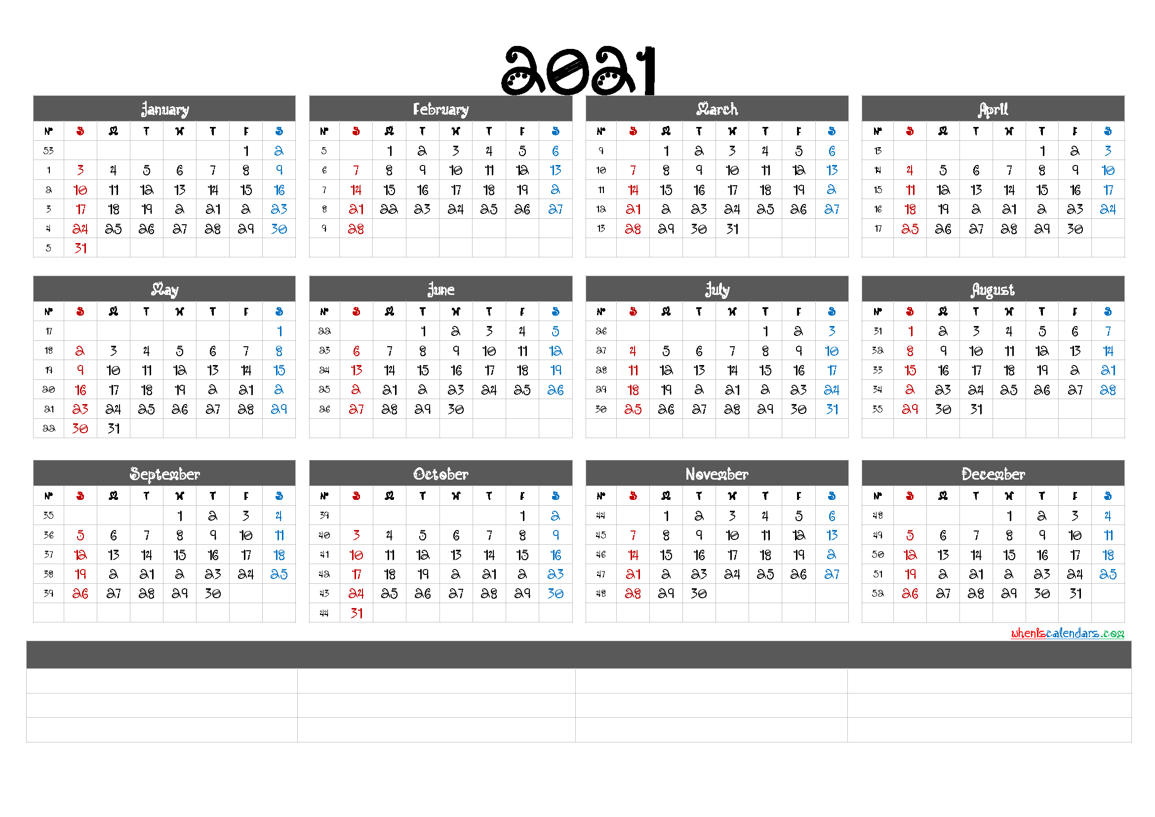 Cute Printable Calendar 2021 6 Templates
