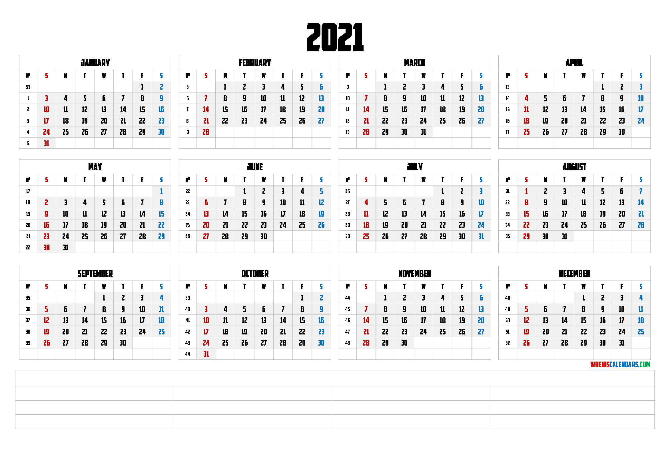 2021 Yearly Calendar Template Word Premium Templates
