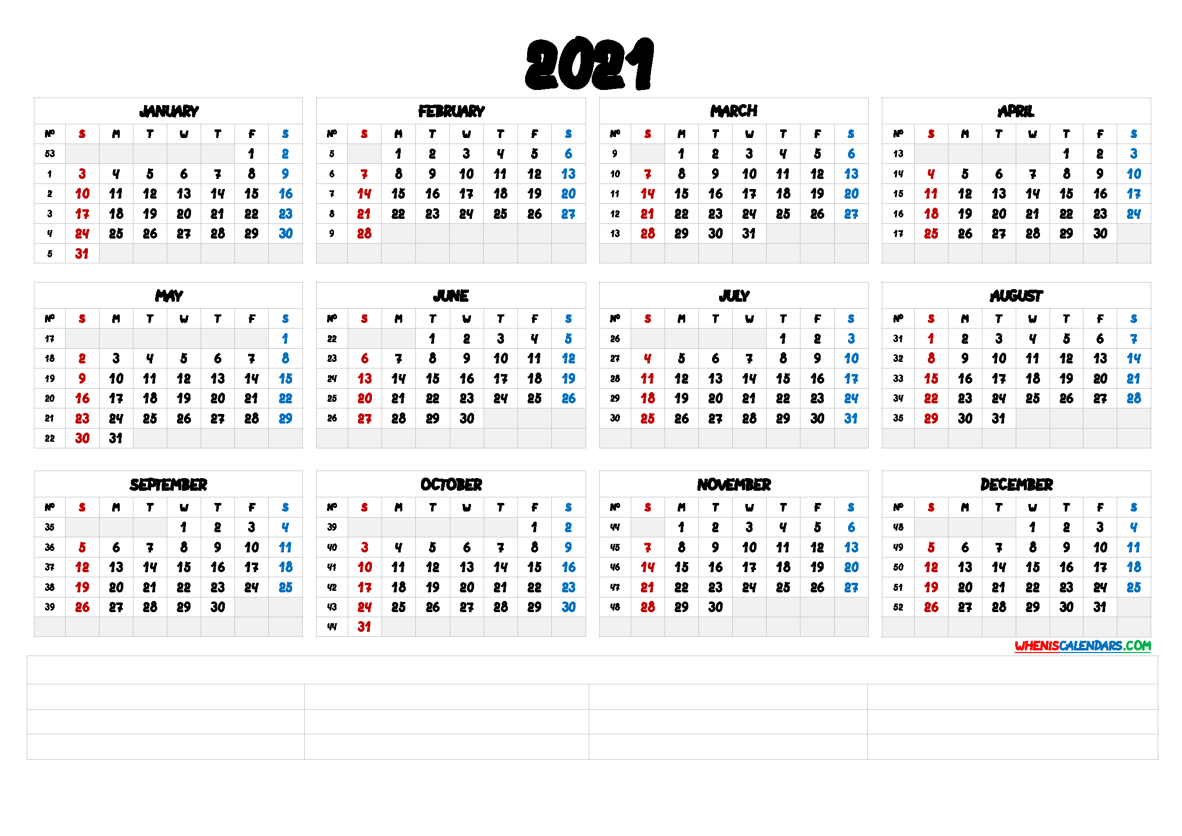 2021 12 Month Calendar Printable [Premium Templates ...