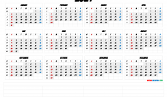 2021 Free Printable Yearly Calendar with Week Numbers